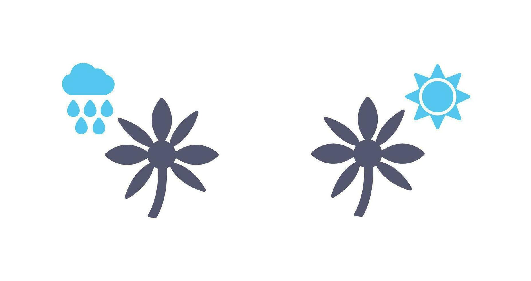 flor com chuva e flor ícone vetor