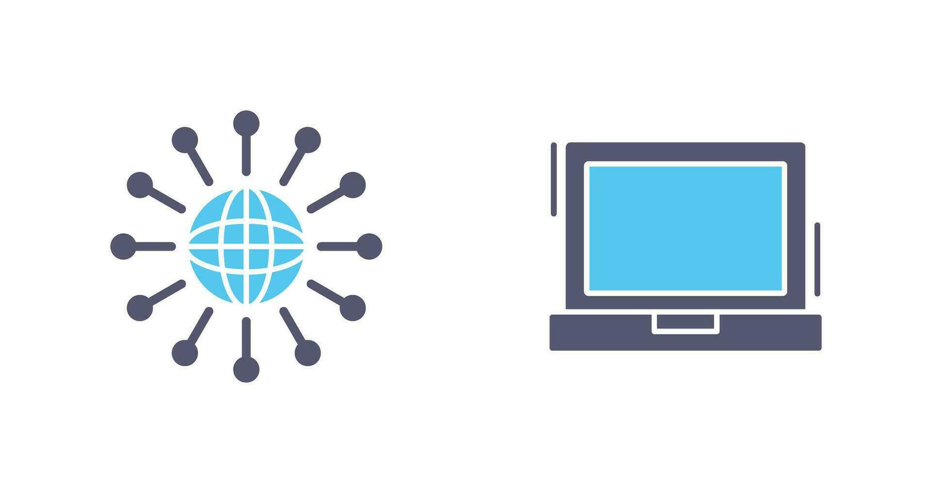 trabalho em rede e computador portátil ícone vetor