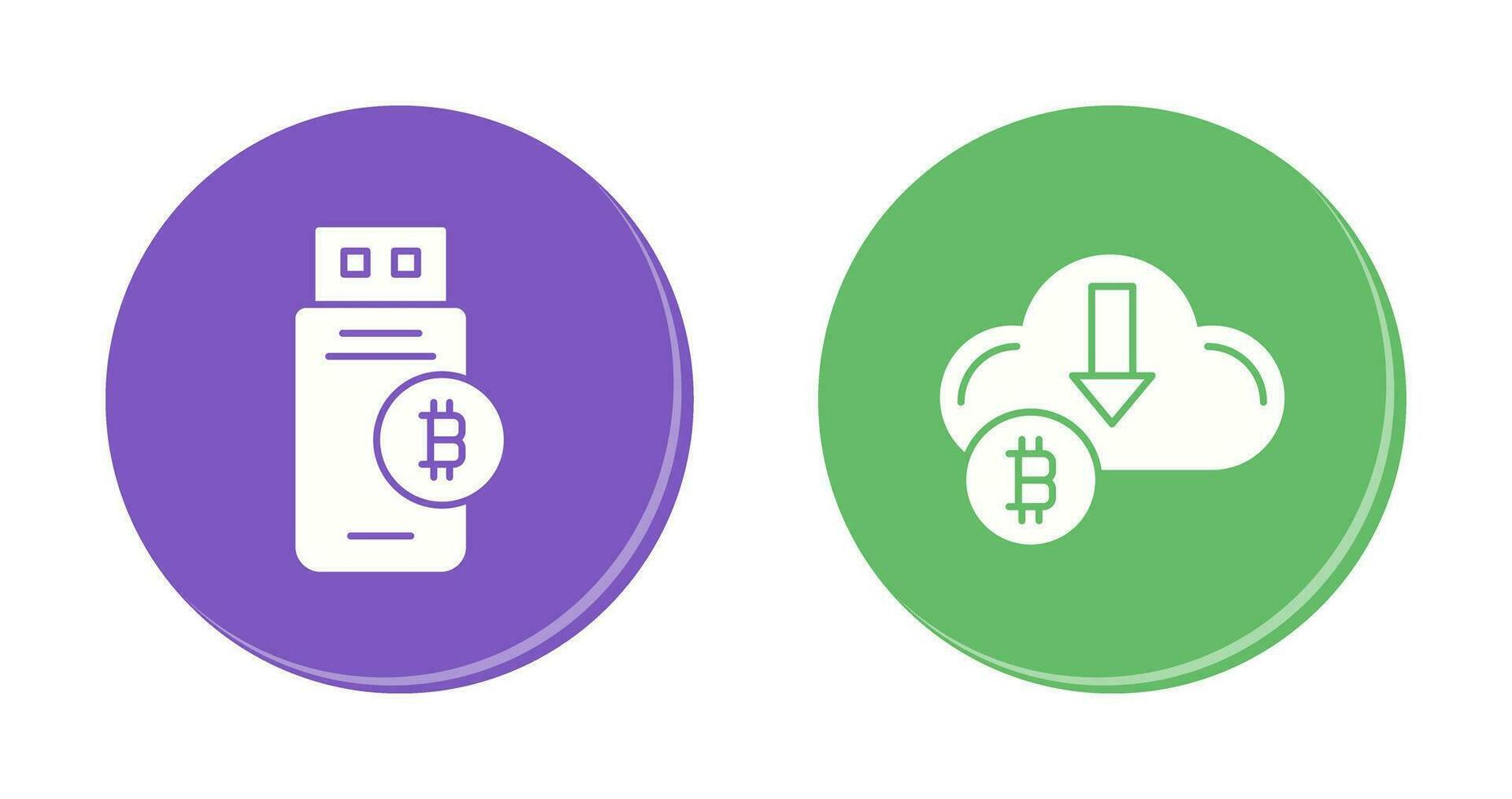 bitcoin USB dispositivo e baixa seta ícone vetor