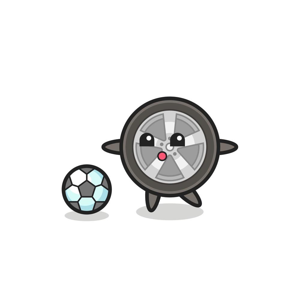ilustração do desenho da roda do carro está jogando futebol vetor