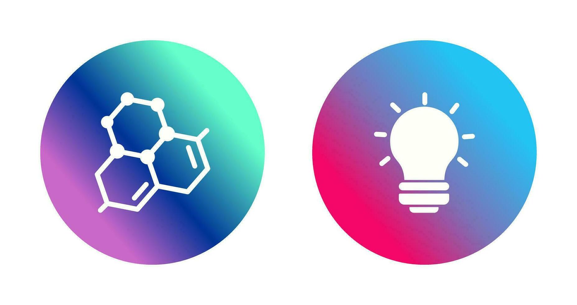 molécula e luz lâmpada ícone vetor