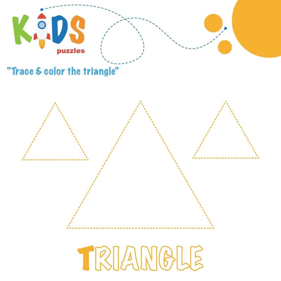 trace e pinte a forma. planilha para impressão vetor