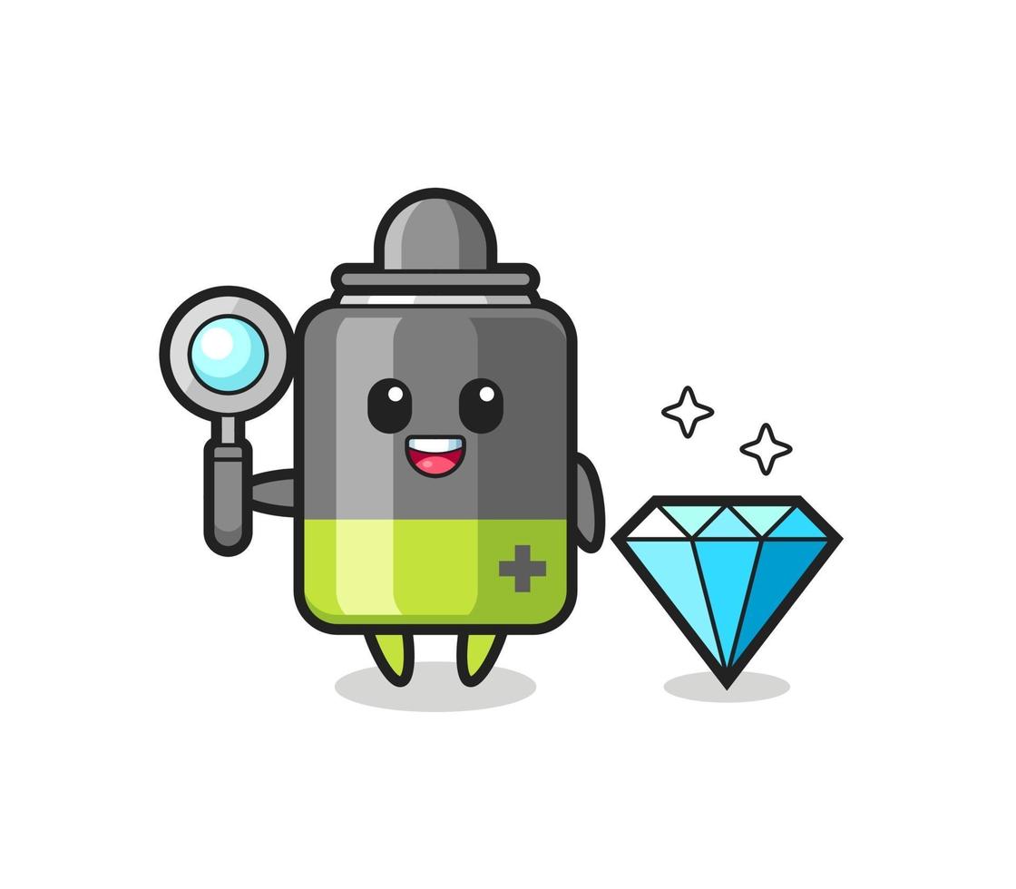 ilustração de personagem de bateria com um diamante vetor