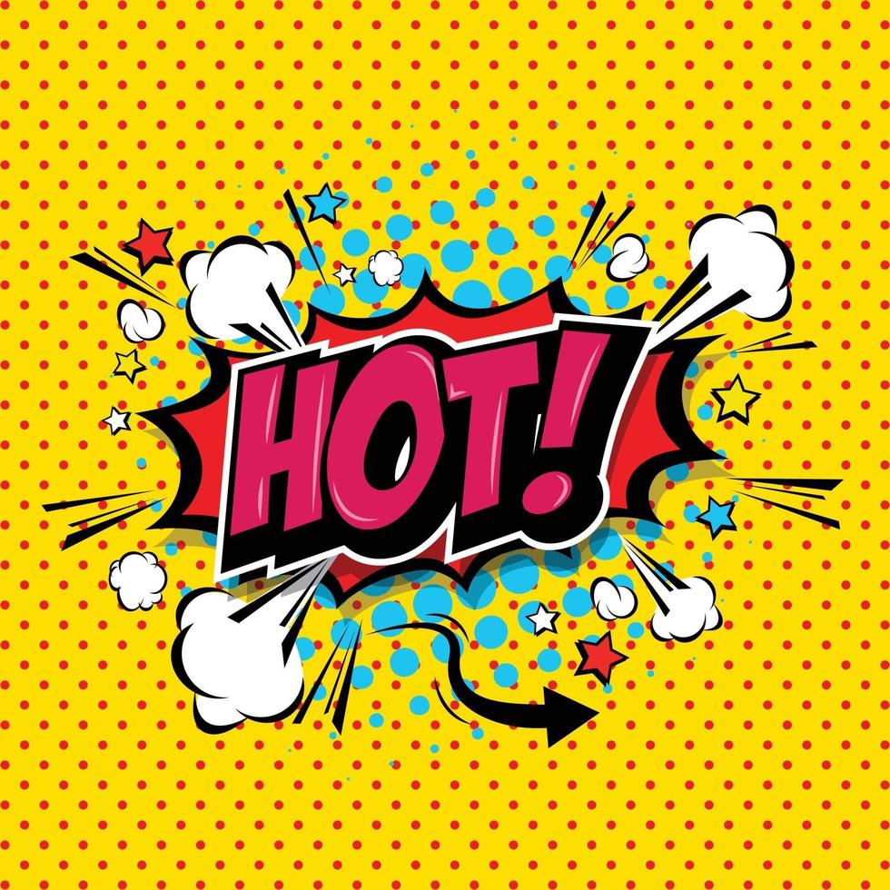 Hot comic speech bubble cartoon art and illustration vector file.