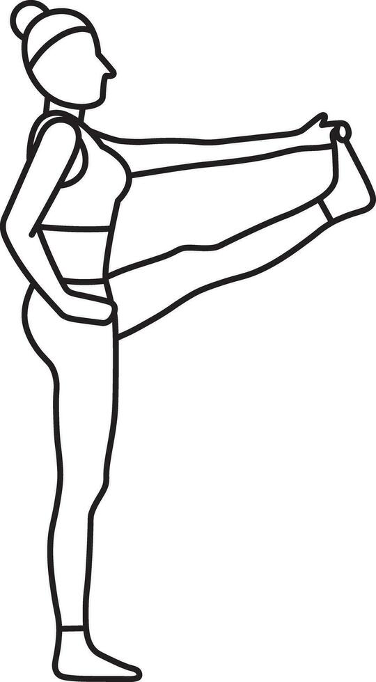 simples vetor ilustração do utthitahasta padangushthasana, ioga asana, saudável estilo de vida, Esportes, rabisco e esboço