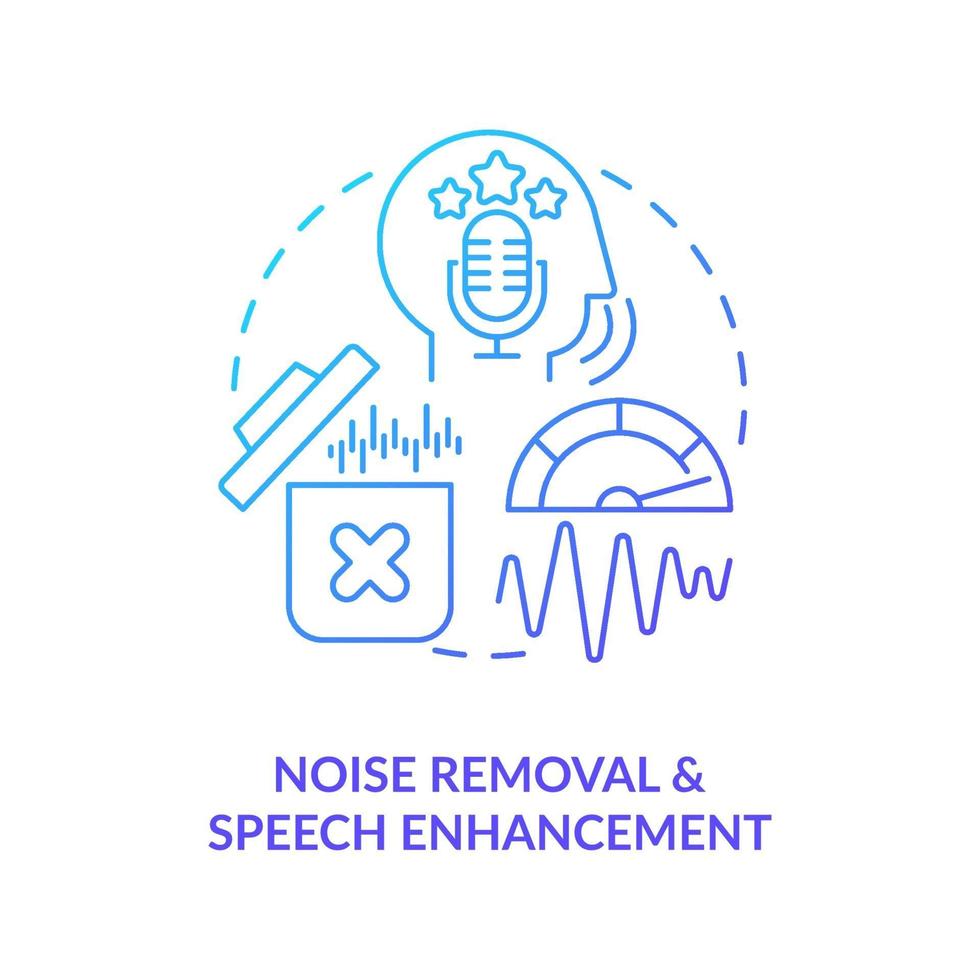 ícone de conceito de gradiente azul de remoção de ruído vetor