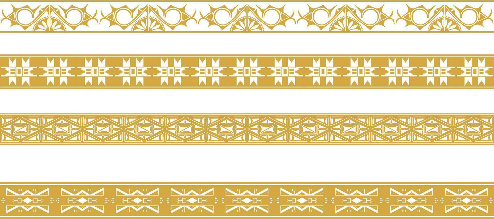 vetor conjunto do dourado nativo americano ornamental desatado fronteiras. estrutura do a povos do América, astecas, maia, incas