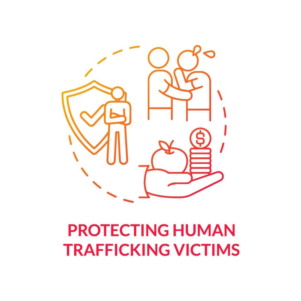 protegendo vítimas de tráfico humano ícone conceito vermelho vetor