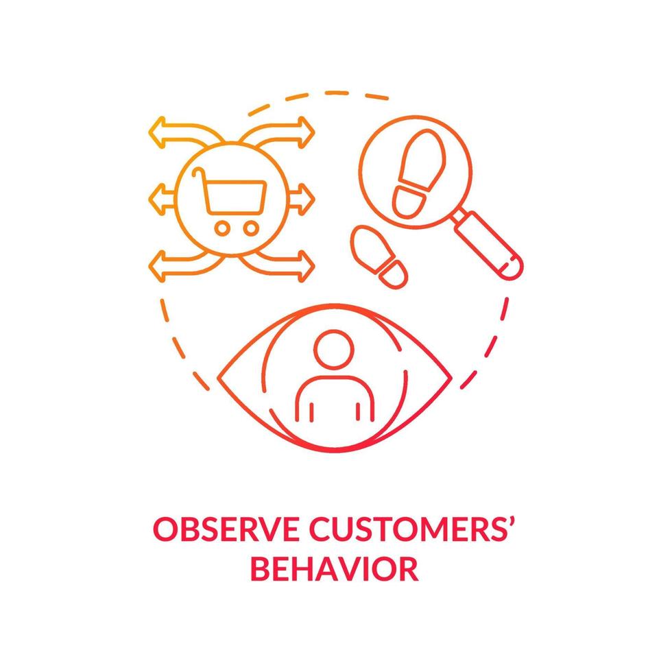 observar o comportamento dos clientes ícone de conceito vermelho vetor