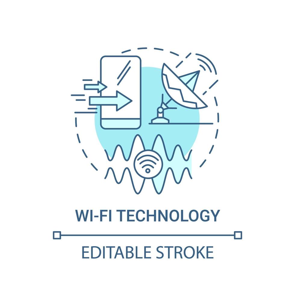 ícone de conceito azul de tecnologia wi-fi vetor