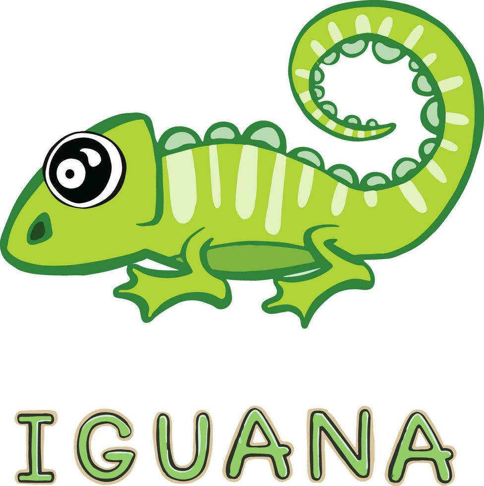Projeto fofa iguana desenho animado. pequeno para estoque. vetor