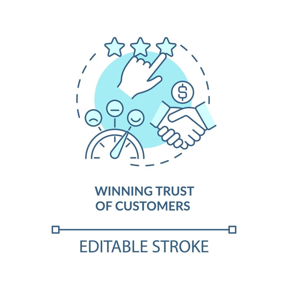 ganhe a confiança do ícone do conceito azul dos clientes vetor