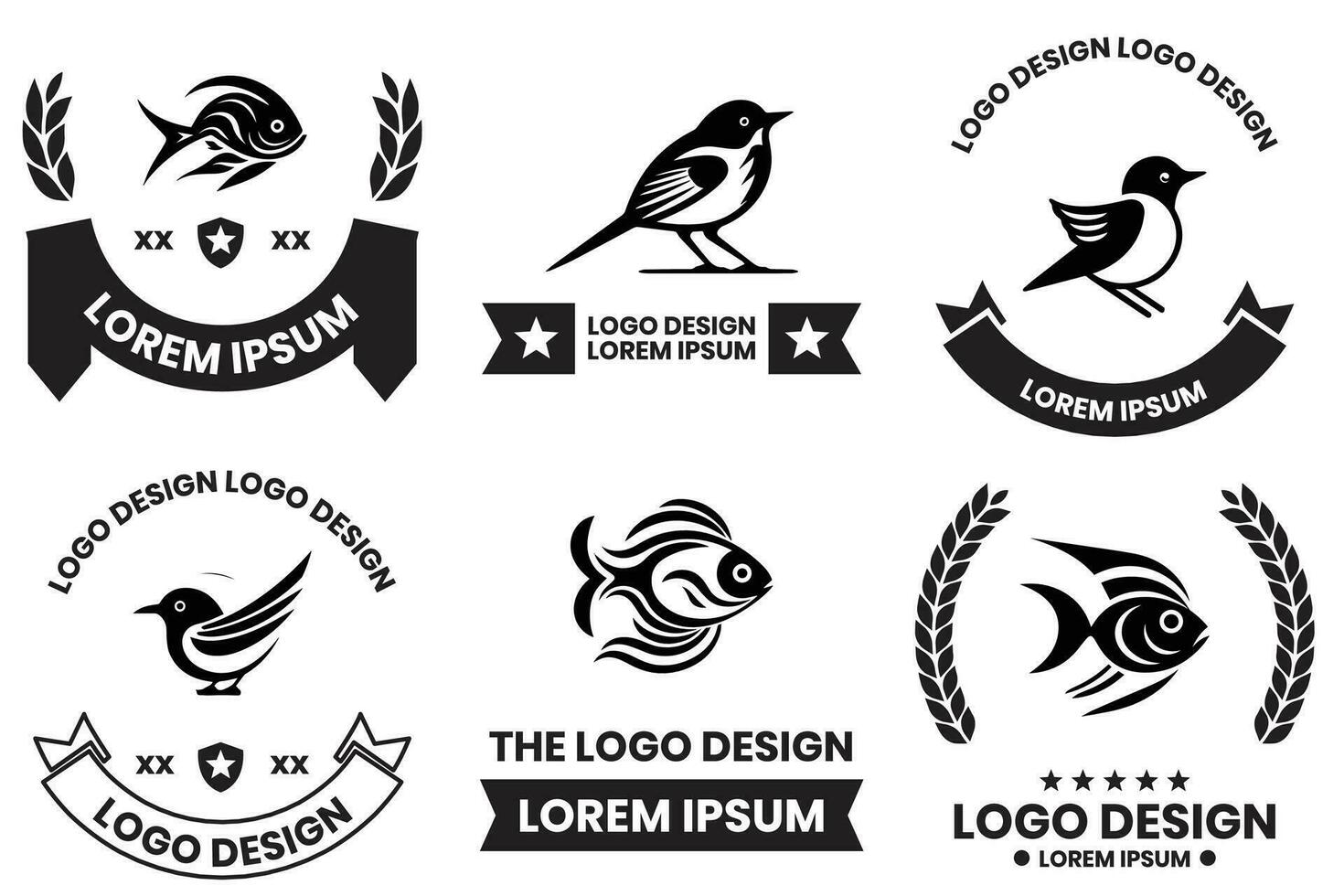 animal logotipo dentro plano linha arte estilo vetor