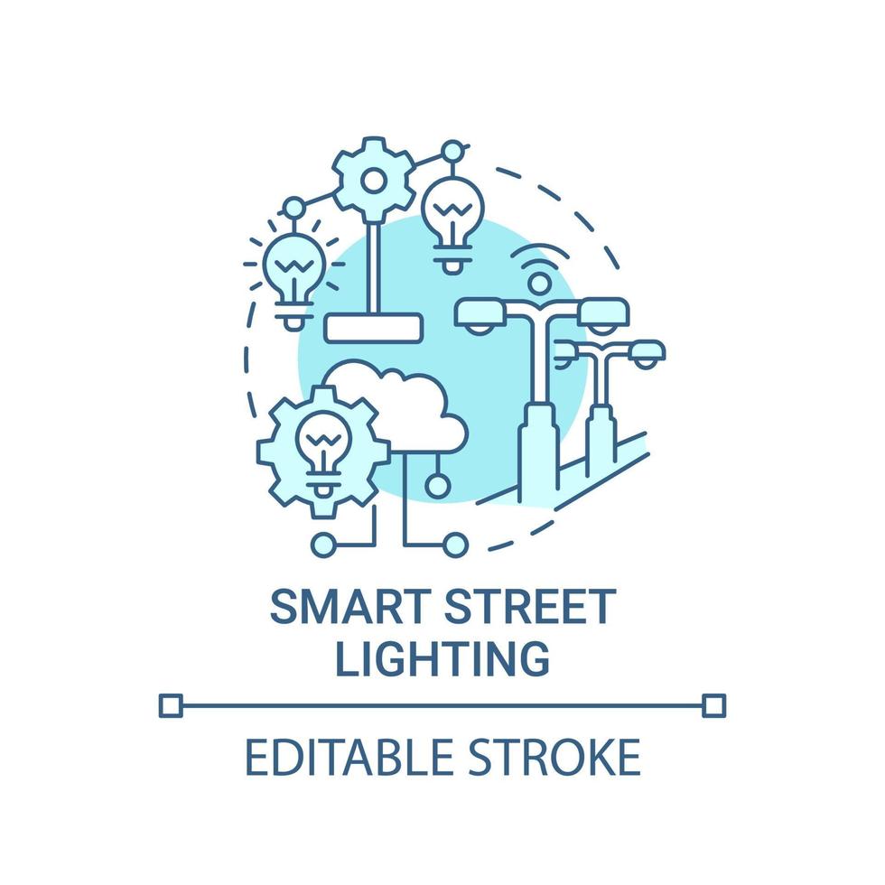 ícone do conceito de iluminação inteligente de rua azul vetor