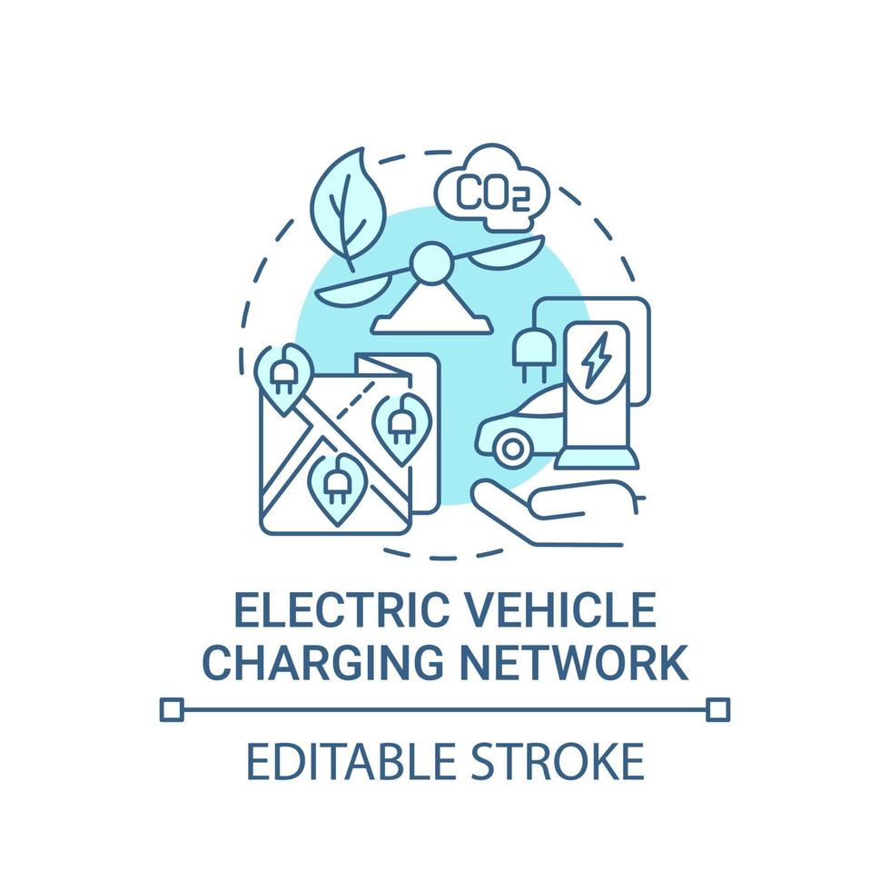 ícone de conceito azul de rede de carregamento de veículos elétricos vetor