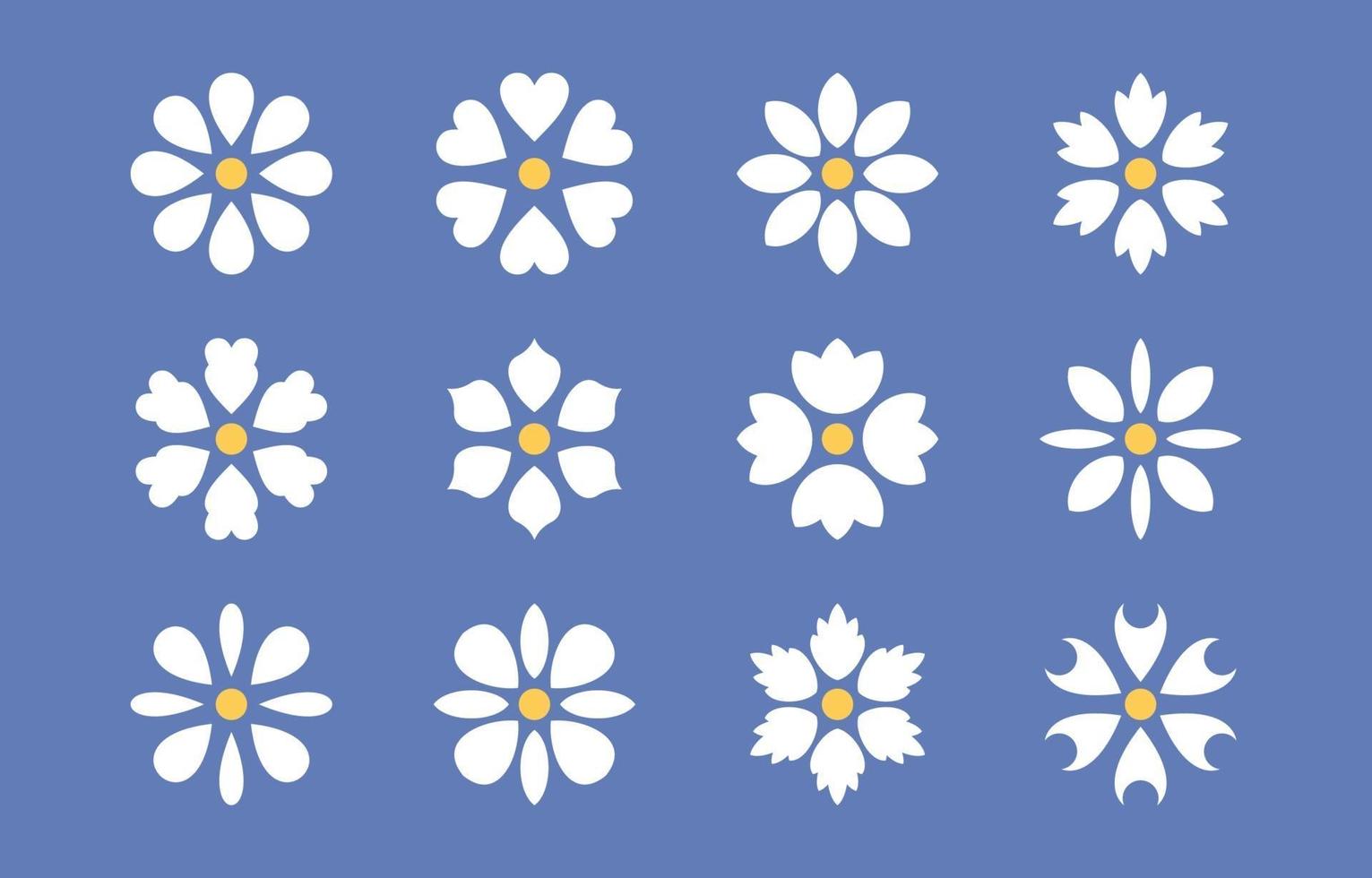 coleção simples de ícones de flores vetor