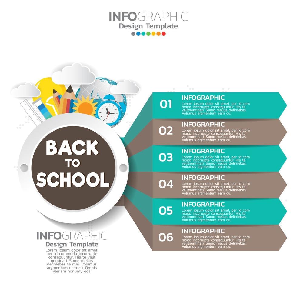 de volta ao conceito de infográfico de escola com ícones. vetor