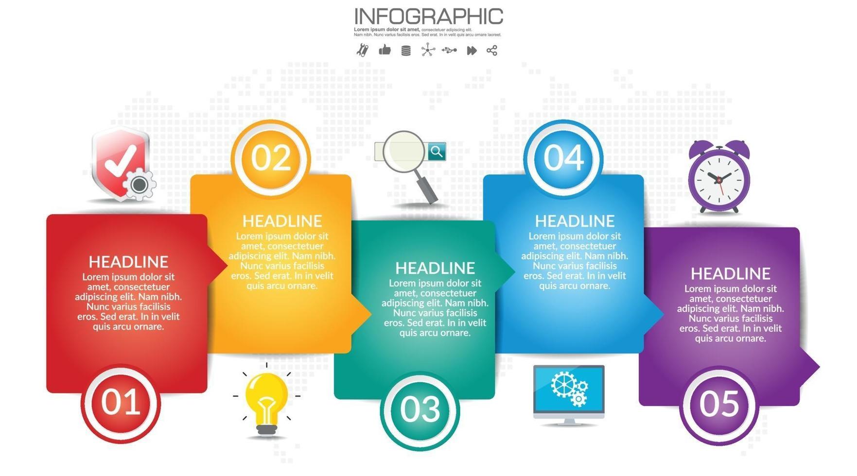 Infográfico de cronograma de 5 etapas no conceito de negócio vetor