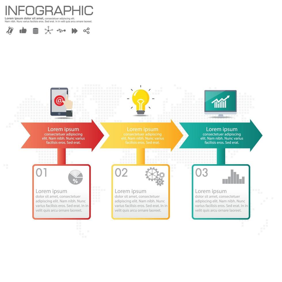 modelo de infográfico de negócios com 3 opções ou etapas. vetor