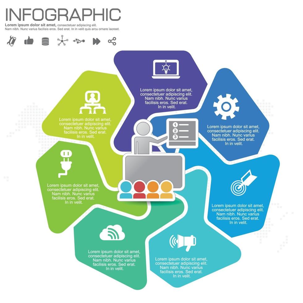 6 etapas ou processos de design de infográfico. vetor