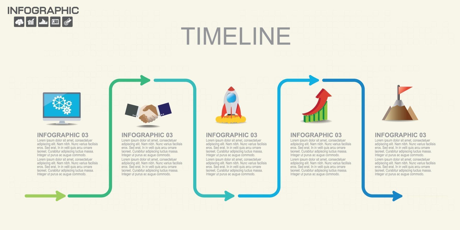 Etapas ou processos de design de infográfico de 5 partes. vetor