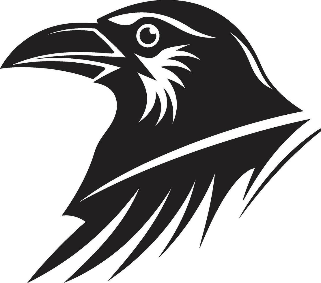 Prêmio Raven silhueta logotipo intrincado Corvo icônico crachá vetor