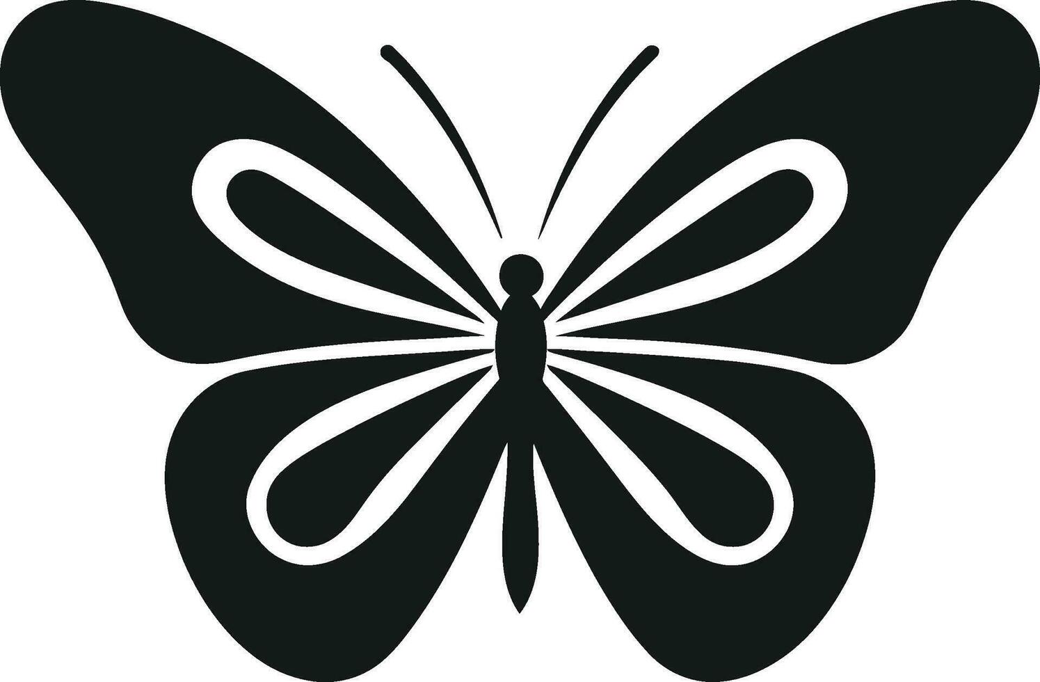 gracioso majestade Preto borboleta símbolo noir beleza leva asa borboleta emblema vetor