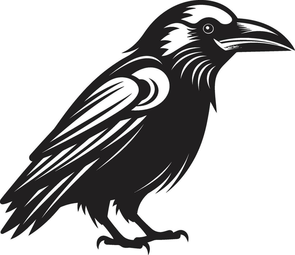 intrincado Raven crista Projeto Prêmio Raven monocromático mascote símbolo vetor