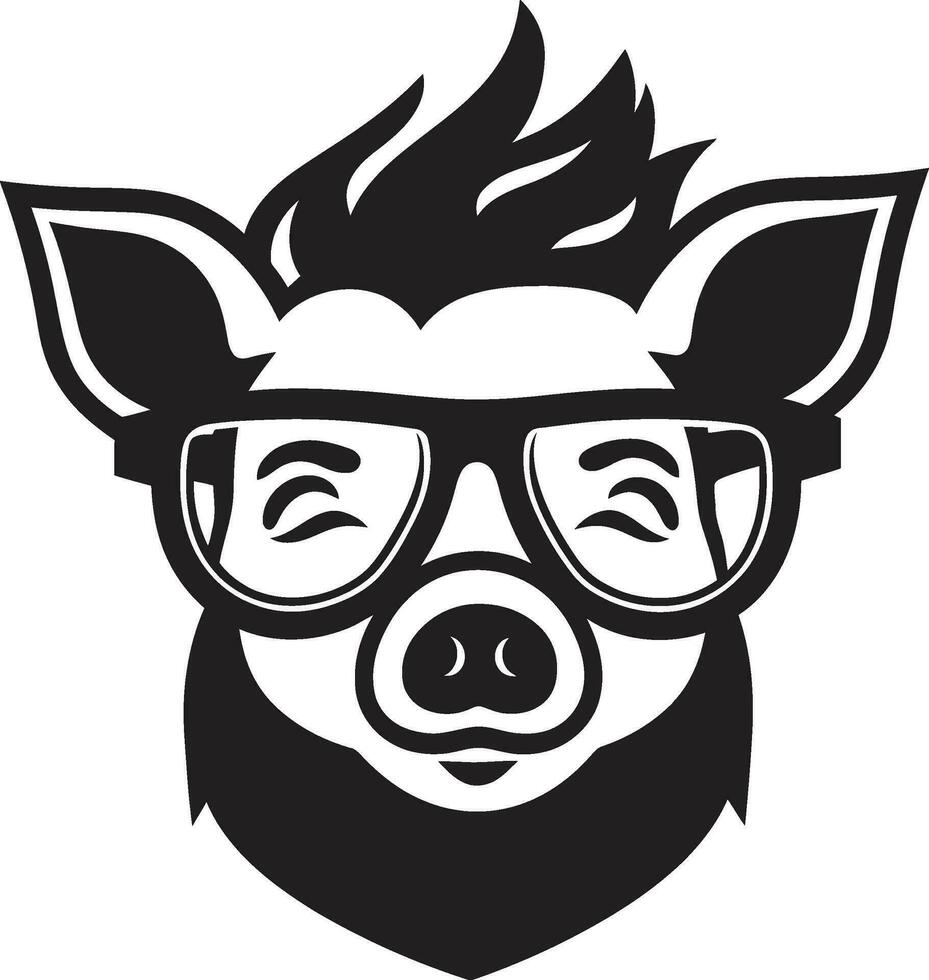 lustroso porco perfil arte abstrato porquinho emblema vetor