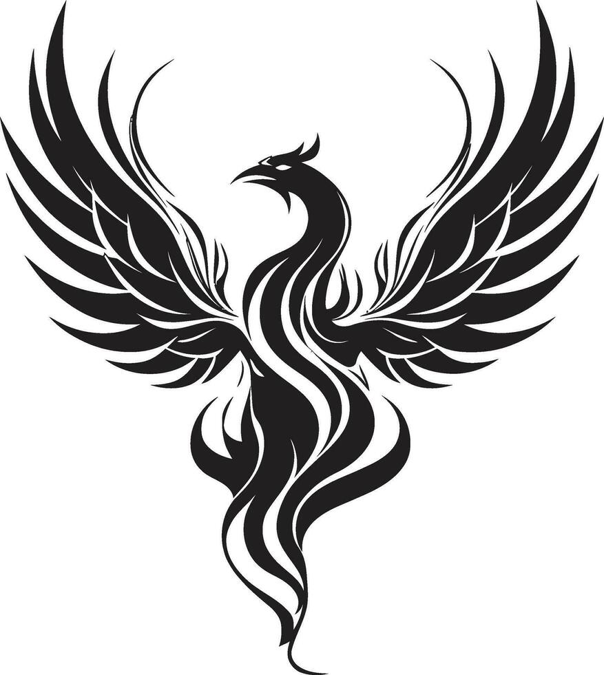 intrincado Renascimento logotipo sombreado pássaro flamejante crachá vetor