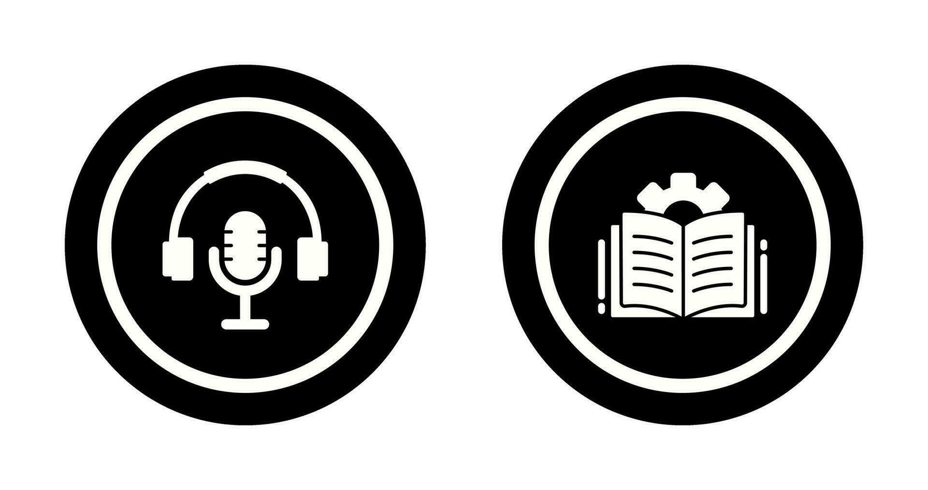 podcast e aberto livro ícone vetor
