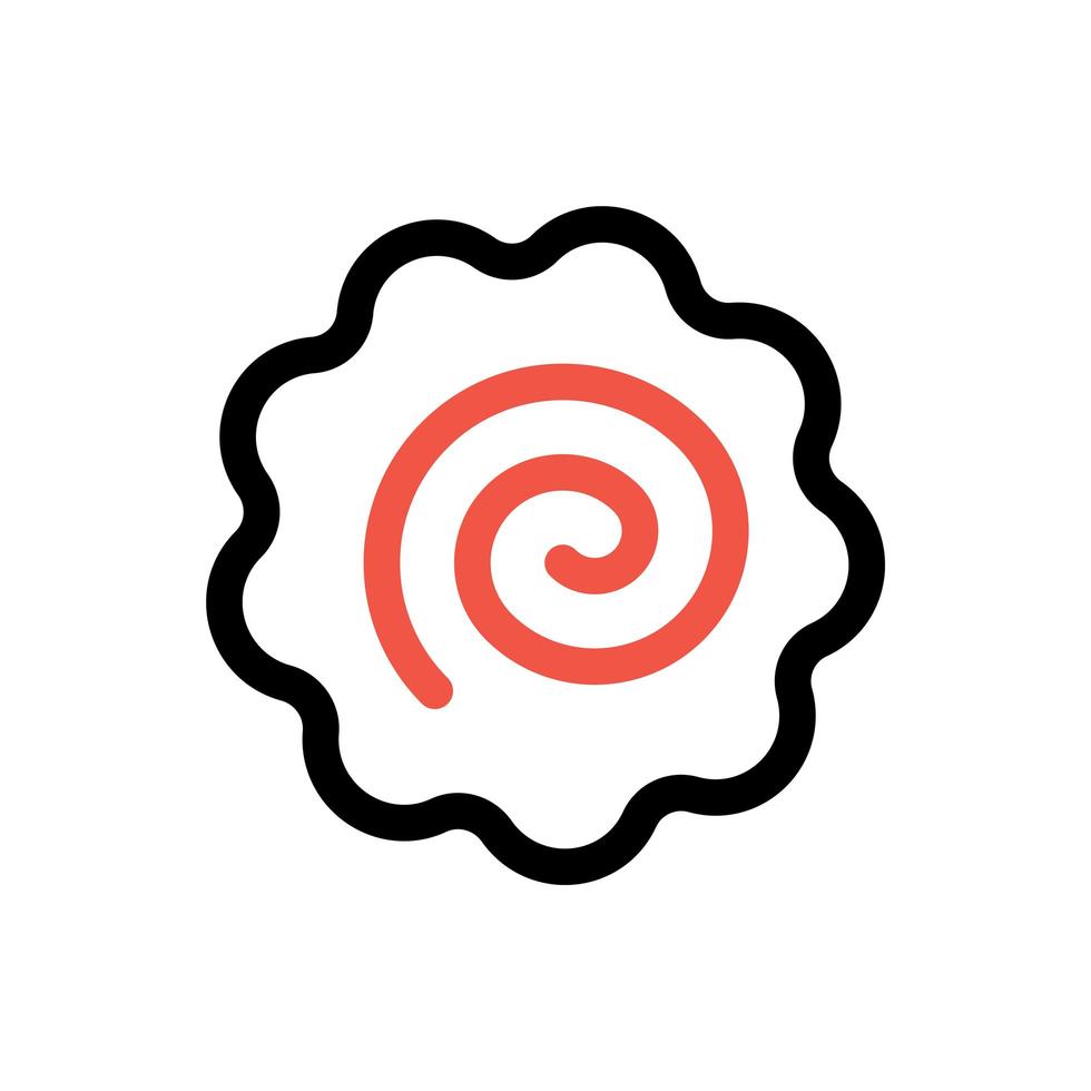 ícone de contorno de vetor surimi narutomaki ou kamaboko
