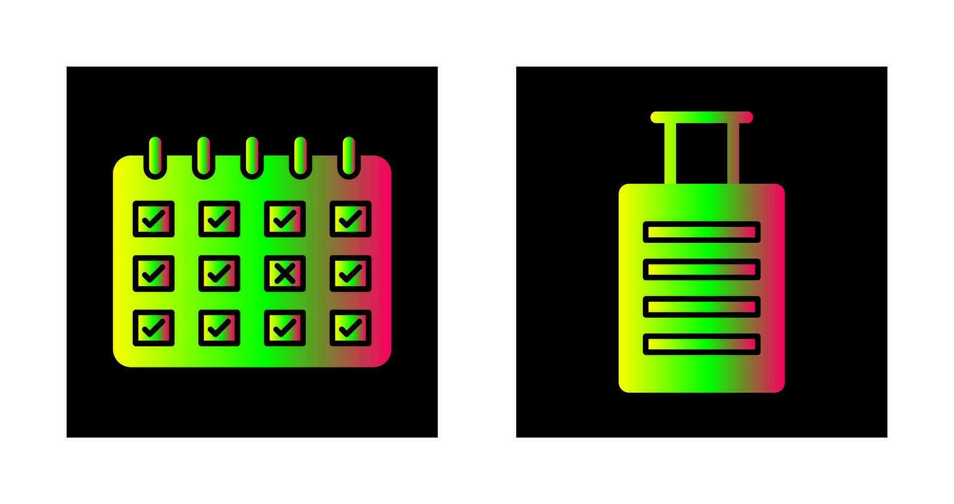 marcado calendário e bagagem ícone vetor