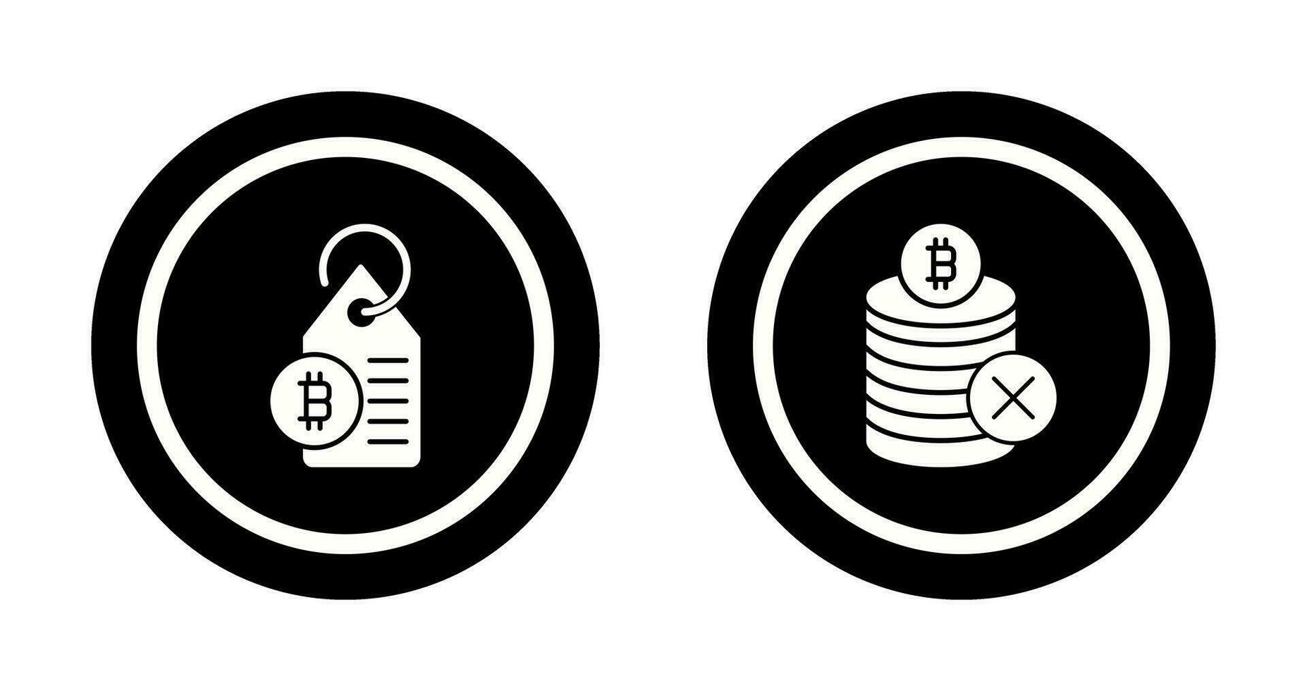 não aceitaram e bitcoin rótulo tag ícone vetor