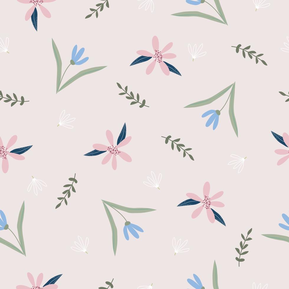 fofa mão desenhada vintage floral padrão de fundo sem emenda vetor