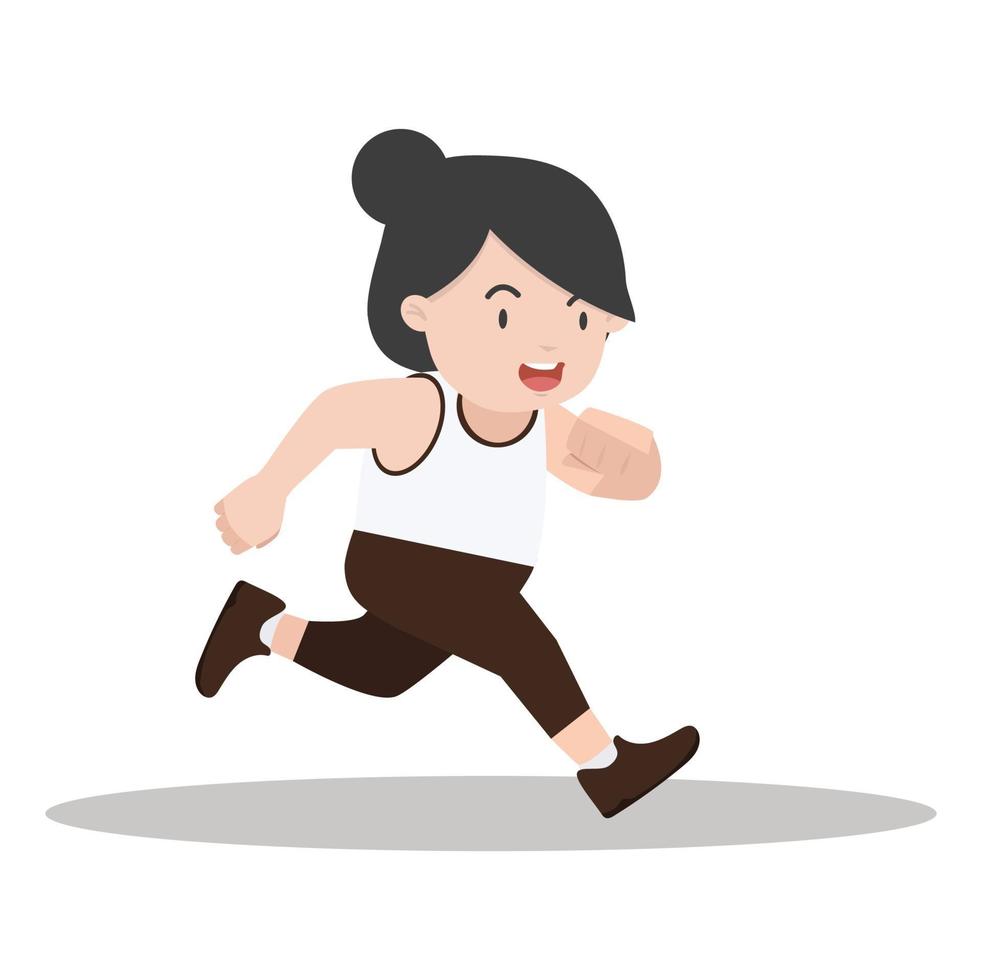 mulher atraente correndo estilo cartoon vetor
