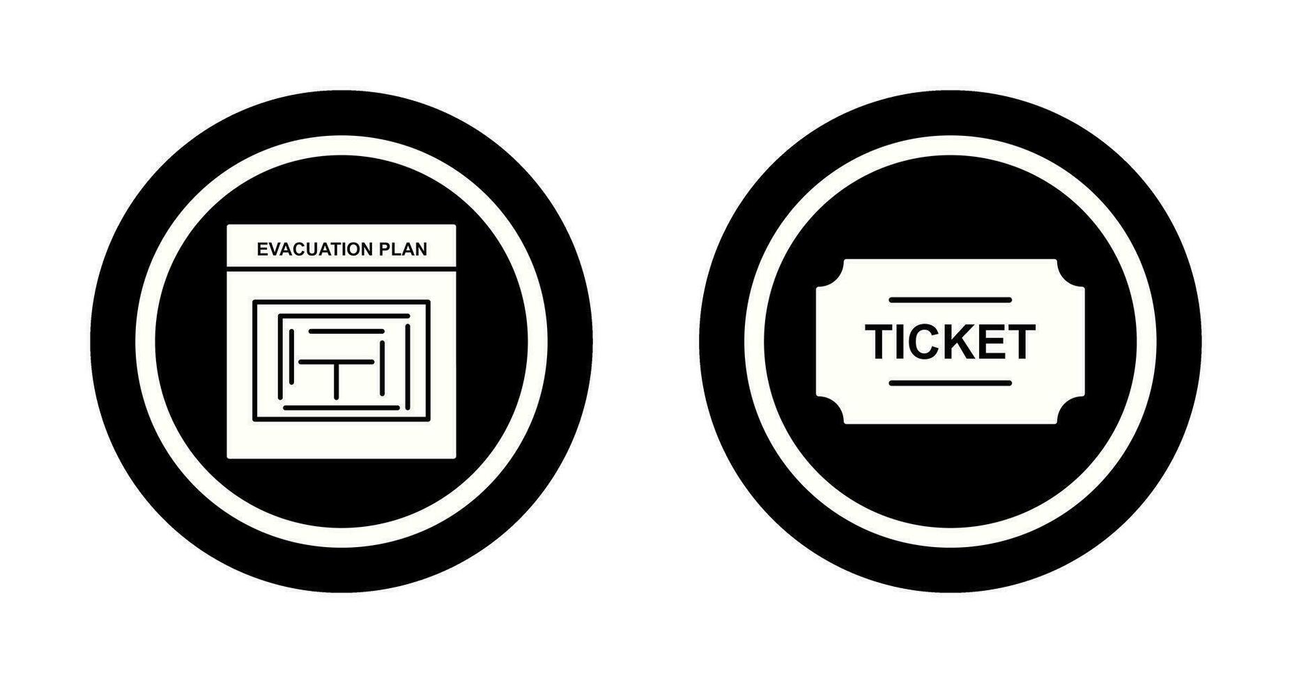 evacuação plano e bilhetes ícone vetor