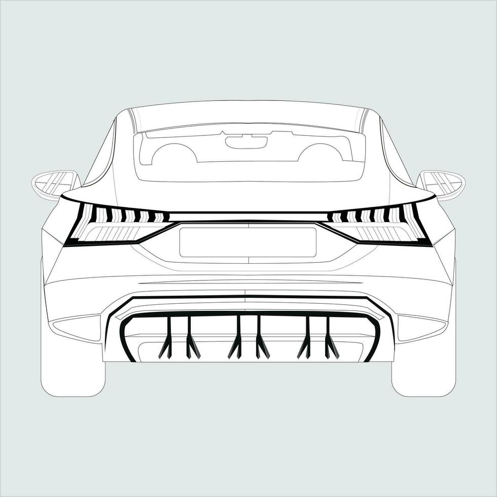 costas linha do a carro. Preto e branco linha estilo carro placa símbolo. auto conceito, paisagem, esporte, corrida, transporte. vetor ilustração isolado em branco fundo. eps 10.