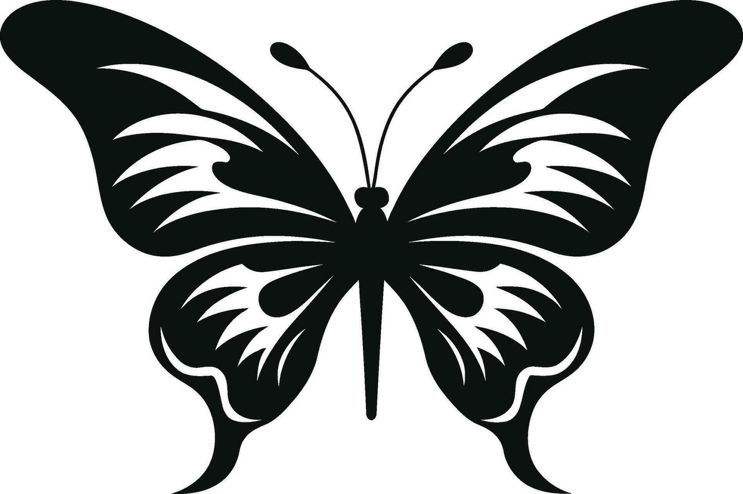 artístico asas borboleta logotipo dentro noir trabalhada dentro sombras Preto borboleta Projeto vetor