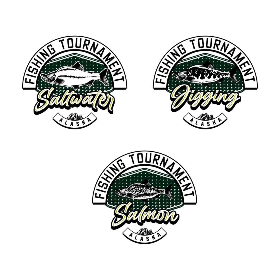 conjunto de emblema do clube de pesca vintage vetor