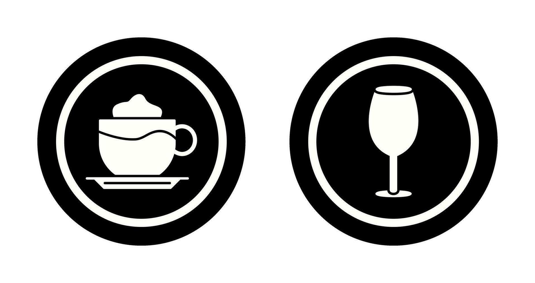 café com leite e vinho vidro ícone vetor