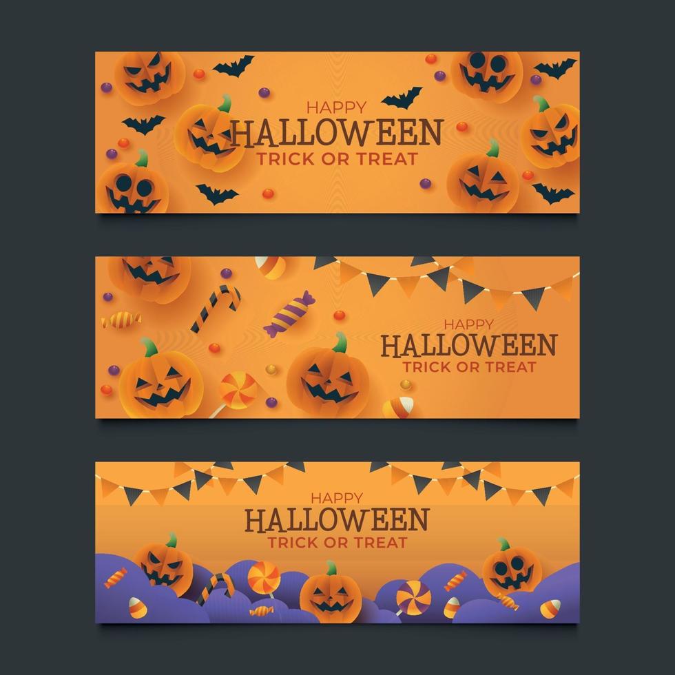 conjunto de banner de halloween vetor