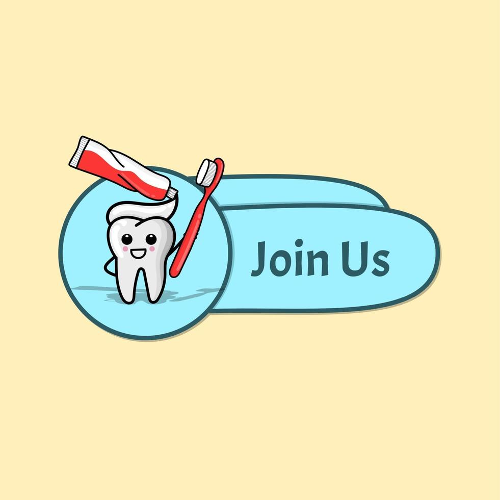 botão com ilustração de dentes, uso para botão web, site, site vetor