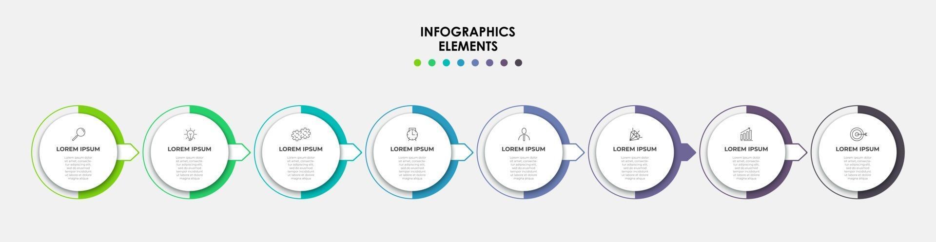 modelo de negócios de design de infográfico com ícones e 8 opções ou etapas vetor