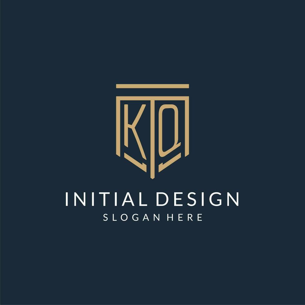 inicial kq escudo logotipo monoline estilo, moderno e luxo monograma logotipo Projeto vetor