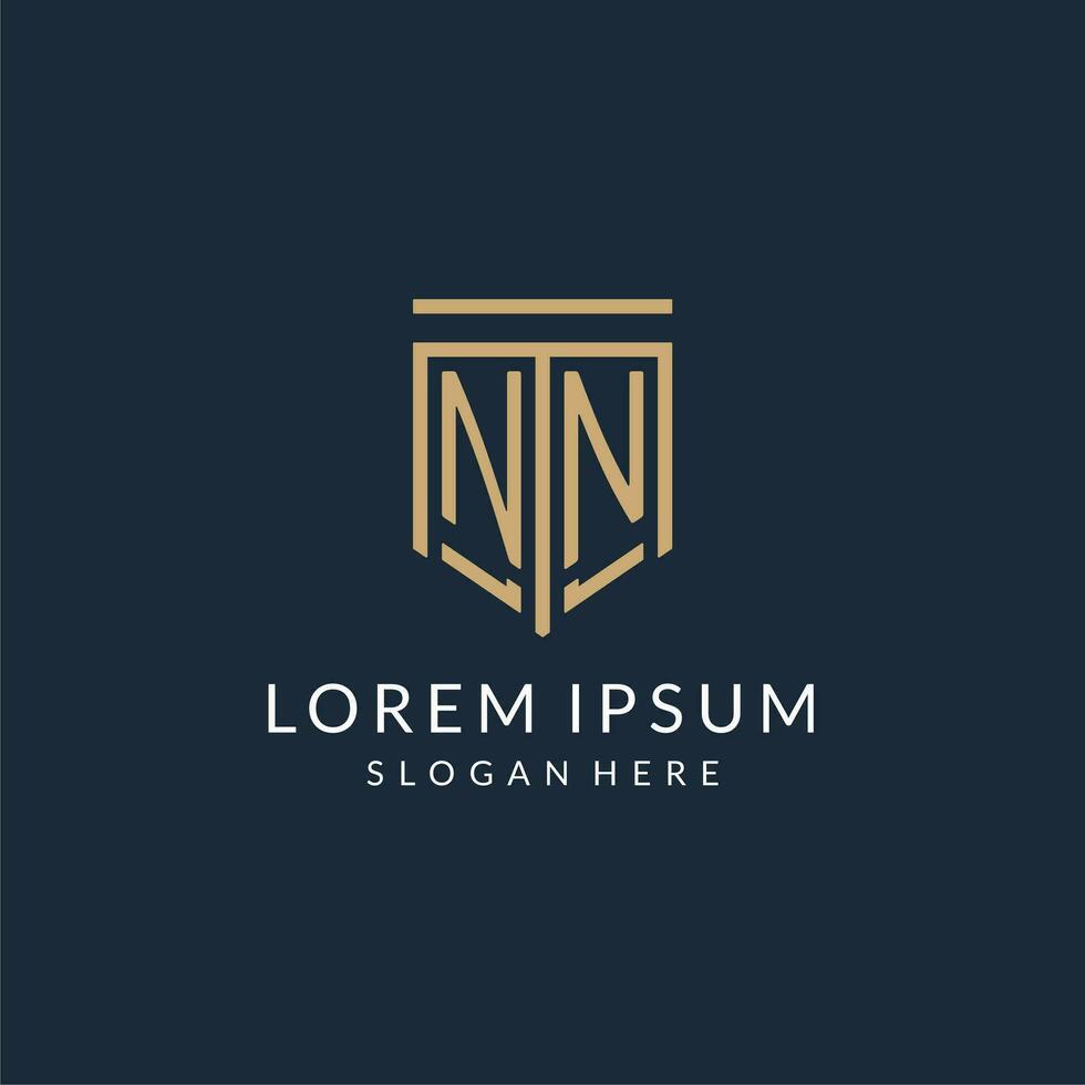 inicial nn escudo logotipo monoline estilo, moderno e luxo monograma logotipo Projeto vetor