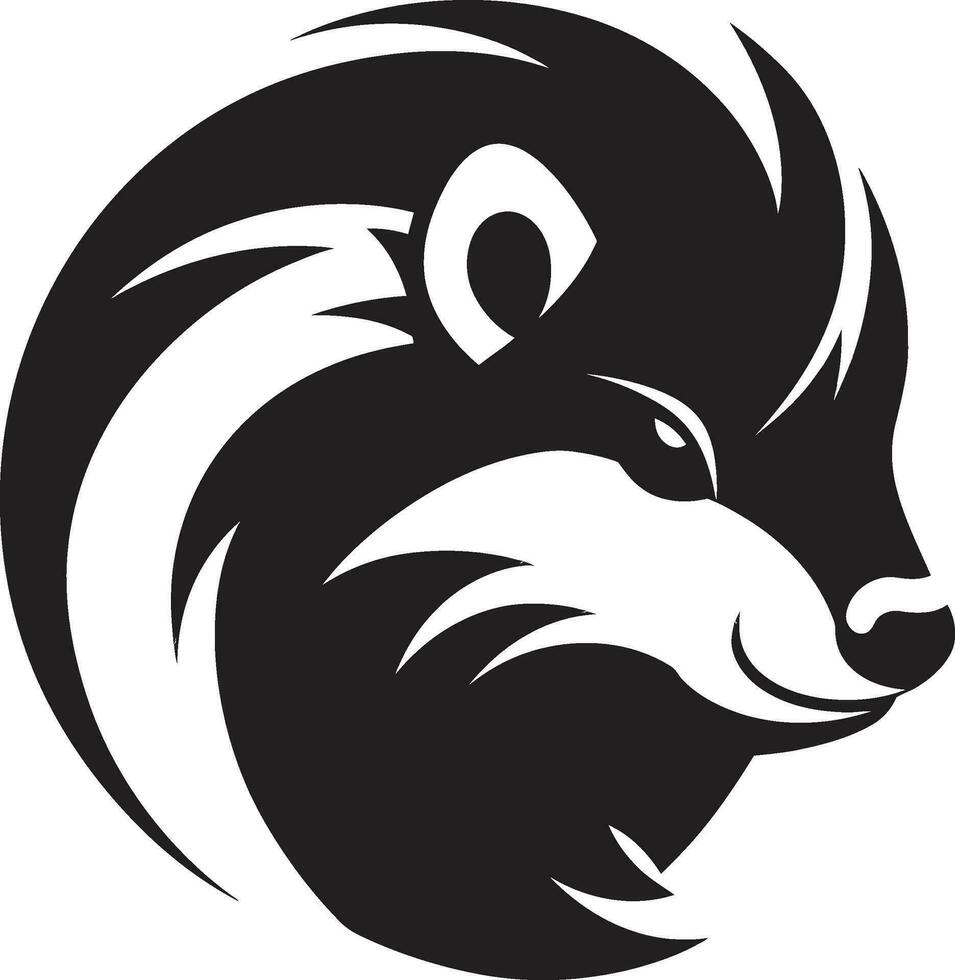 monocromático maravilha meia noite Skunk emblema Preto beleza do a madeiras icônico brilho vetor