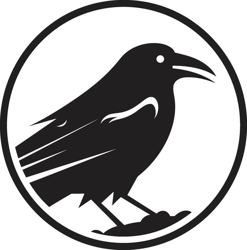 Corvo silhueta crachá do distinção vintage Raven insígnia vetor
