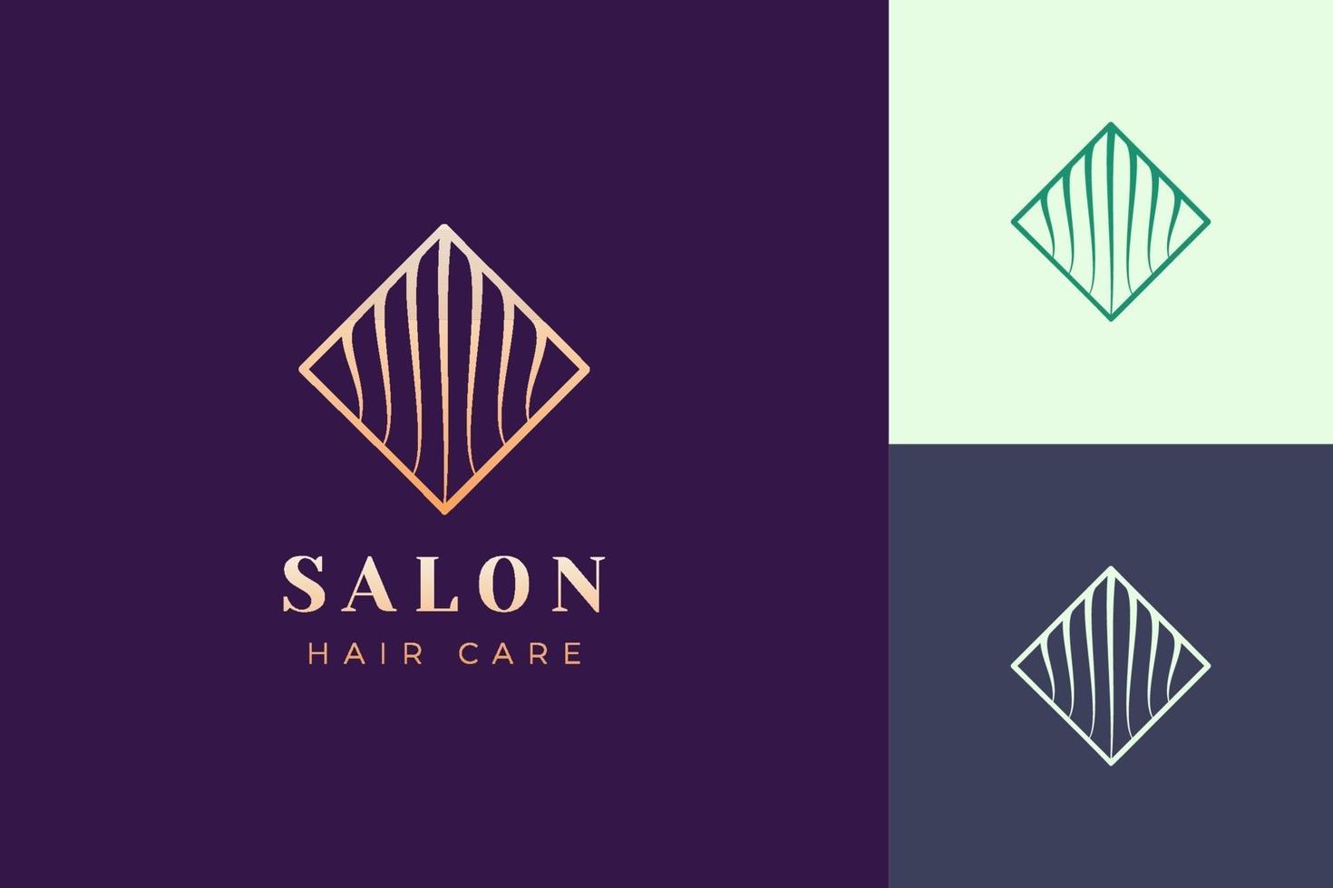 modelo de logotipo de salão de beleza com formato de cabelo simples e luxuoso vetor