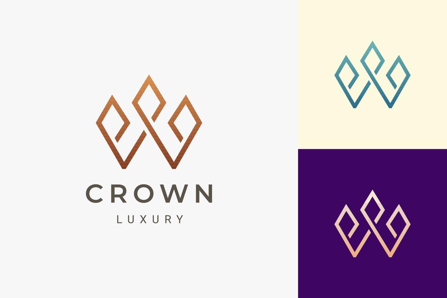 logotipo da coroa em formato luxuoso e limpo para negócios de beleza ou joalheria vetor